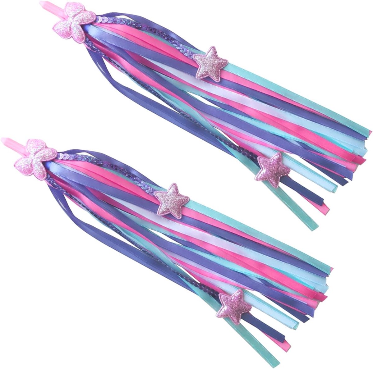 SnelShoppen - Kinderfietsaccessoires - 1 paar kleurrijke franjes voor fietsstuur en step, PVC en polyester, duurzaam, eenvoudig te installeren, fietsa