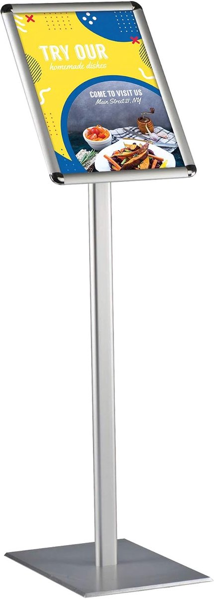 Menu board A3 Rondo - zilver aluminium - staand 1,2 m - ideaal voor presentatie - ShopVlot