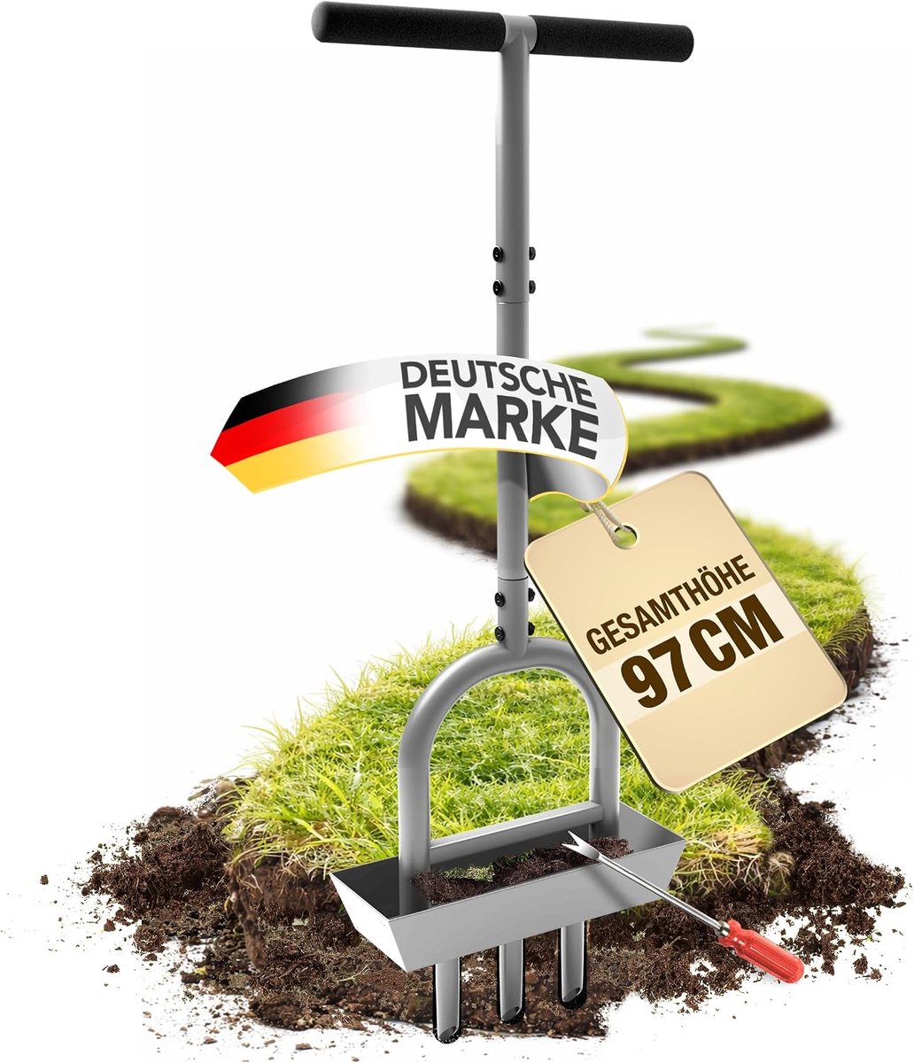 Grondbeluchter met holle lepels - Handmatige luchtfan - Verwijdert grondkernen - Gezonde tuin - ShopVlot