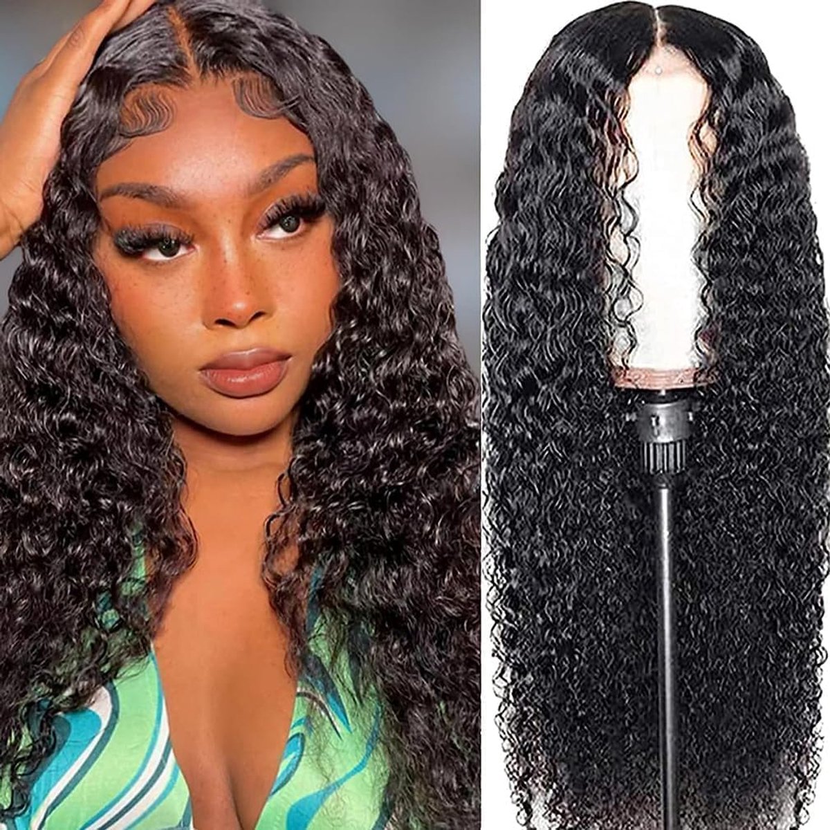 Lace Front Wigs Curly 20 Inch - Braziliaans Virgin Haar - 150% Dichtheid - Natuurlijke uitstraling - ShopVlot