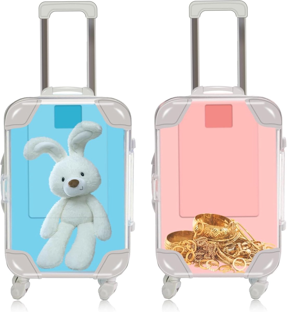 Speelgoedkoffer set 2 stuks - miniatuur koffers - roze blauw - realistische reiservaring voor kinderen - ShopVlot