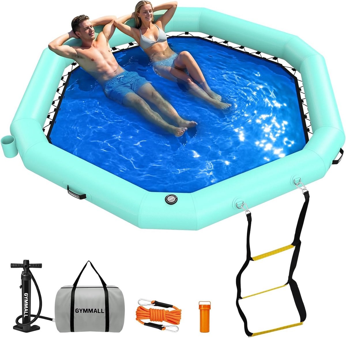 Opblaasbaar drijvend dock - hexagonaal 2.4 m - met ladder - perfect voor ontspanning op het water - ShopVlot