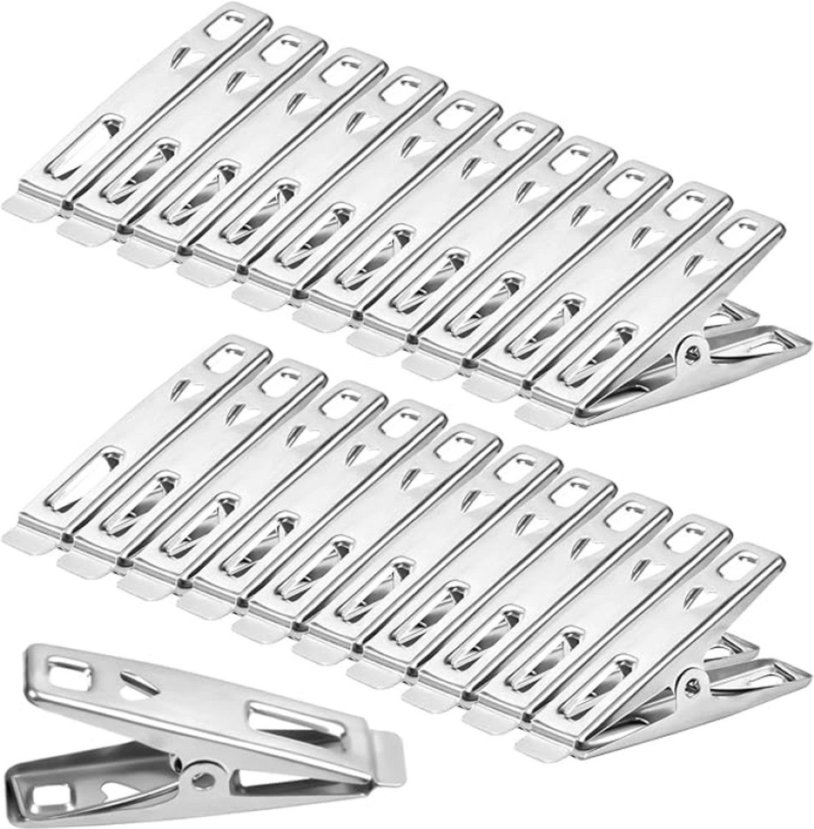 Arvion 40 stuks Roestvrijstalen Wasknijpers - Duurzaam & Antislip - Voor Kleding, Waslijn, Voedselzakken en Foto's