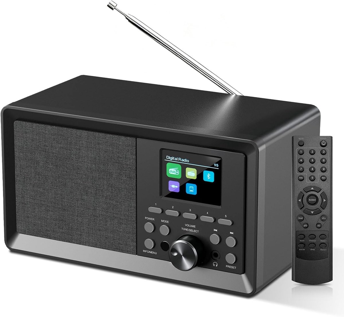 DAB-radio met afstandsbediening - 2,4 inch kleurendisplay - vintage design - geniet van heldere geluidservaring - ShopVlot