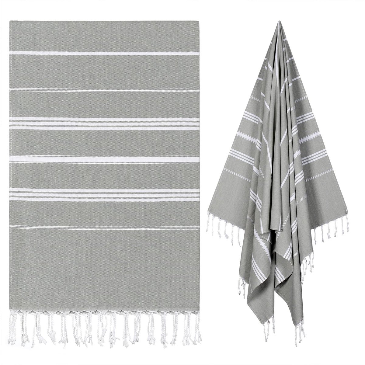 Oversized strandlaken 100 x 177,8 cm - sneldrogend grijs - zandvrij en lichtgewicht - ideaal voor strand en reizen - ShopVlot