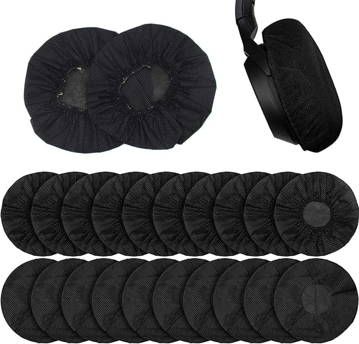 Hoofdtelefoon Covers 100 stuks - Stretchy Wegwerp Oorkappen - Zwart Fleece - Hygiënische bescherming - ShopVlot