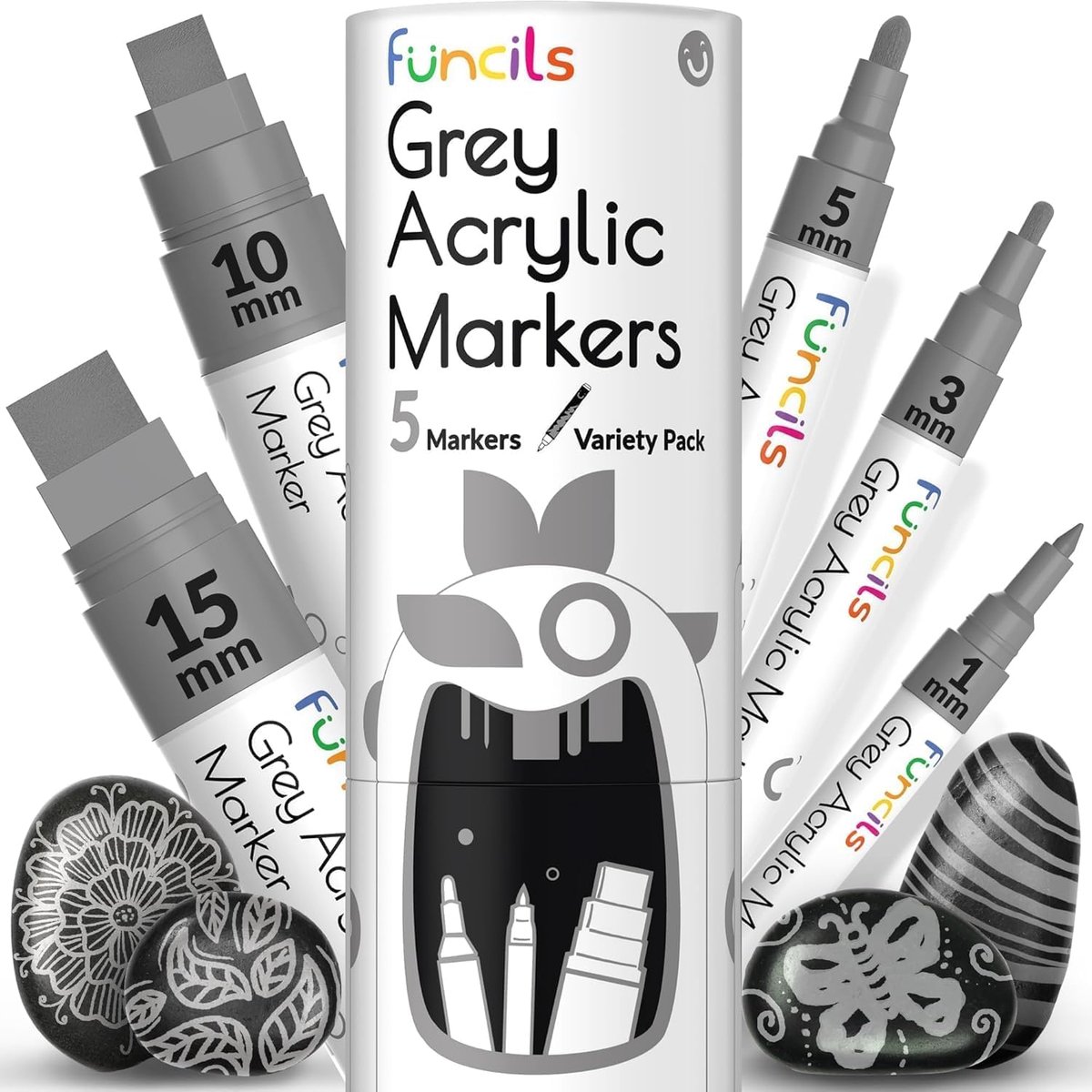 Acrylverf pennen - grijs - variëteitspakket - ideaal voor creatief schilderen - ShopVlot