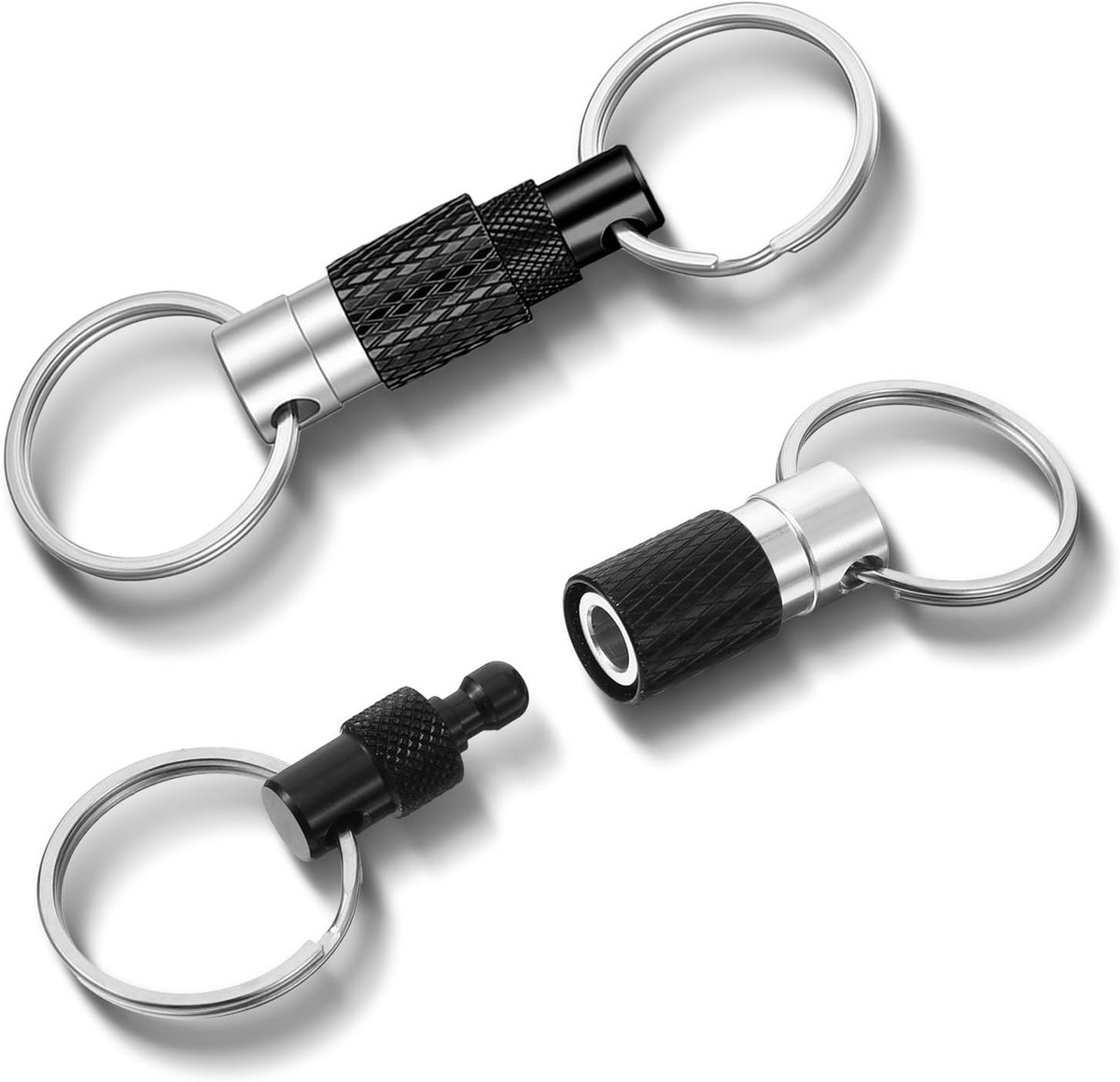 Sleutelhanger set van 2 - karabijnhaak met snelsluiting - draaibaar en afneembaar - ideaal voor auto en tas-accessoires - ShopVlot