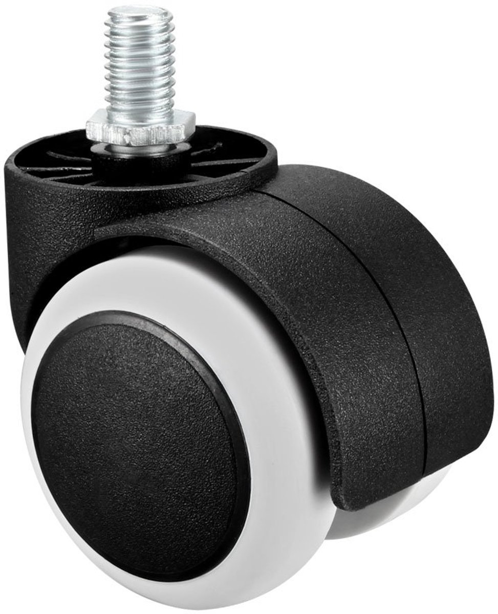 Bureaustoel wielen 2 inch - PU tweelingswiel - M10x14mm draadstang - vervang je oude wielen - ShopVlot