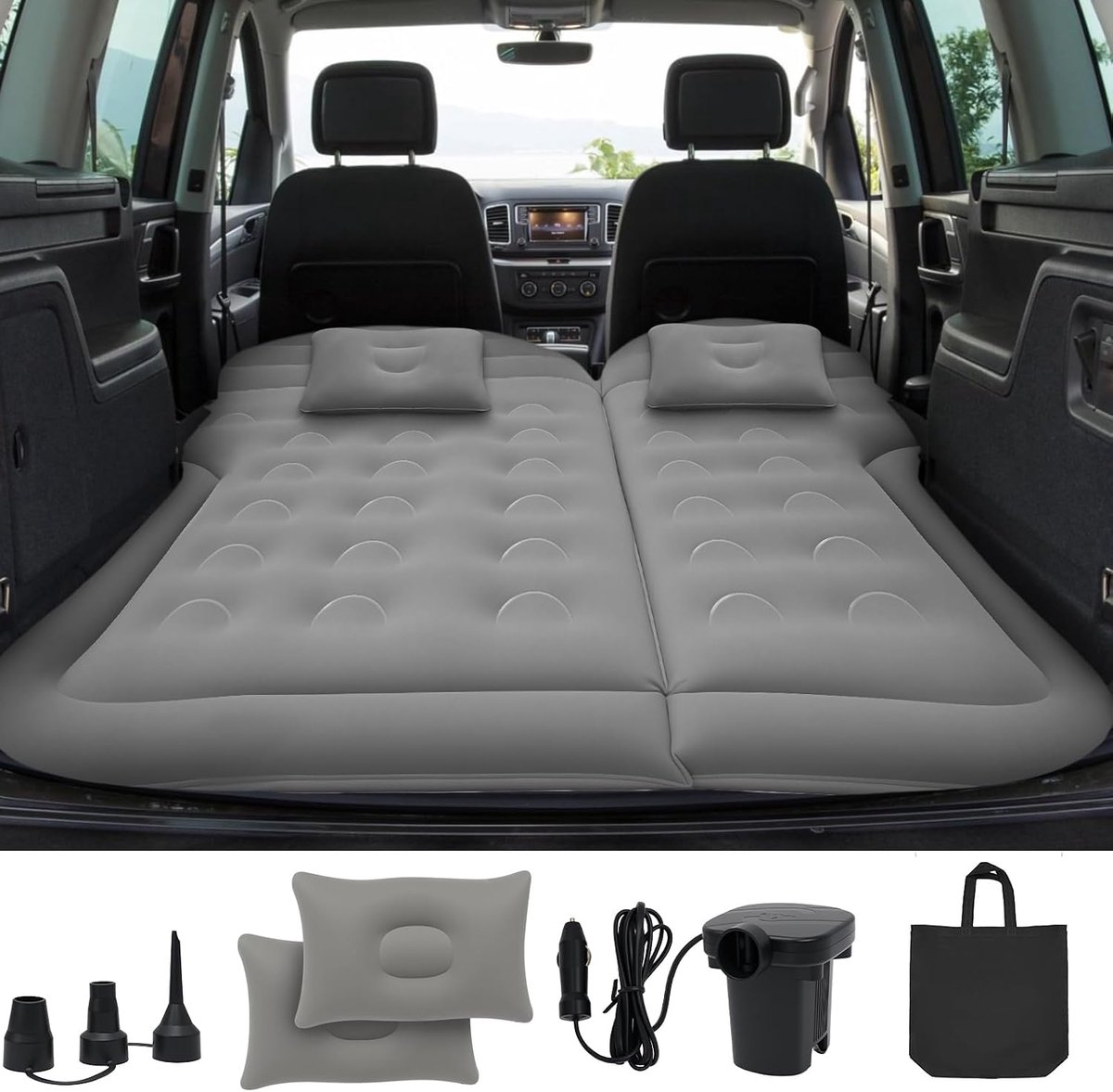 SUV automatras - opblaasbaar luchtbed met pomp - 2 kussens - comfortabel voor camping - ShopVlot