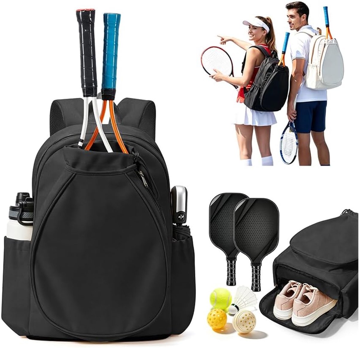 Tennisrugzak - Ruime schoudertas voor rackets - Meerdere vakken - Ideaal voor sportuitrusting - ShopVlot