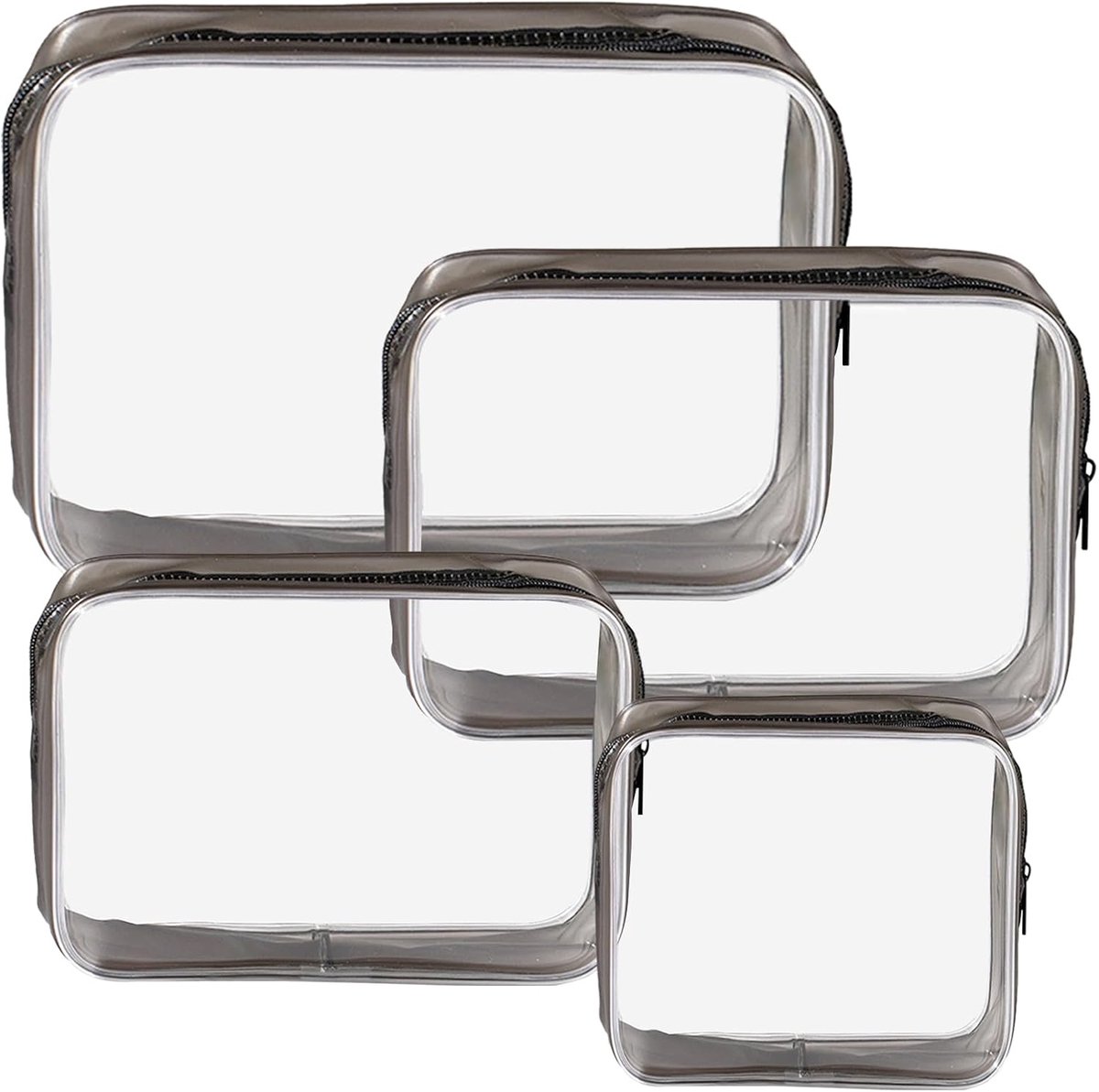 Toilettas transparant 4 stuks - pvc waterdicht - draagbaar voor reizen - TSA-goedgekeurd - ShopVlot