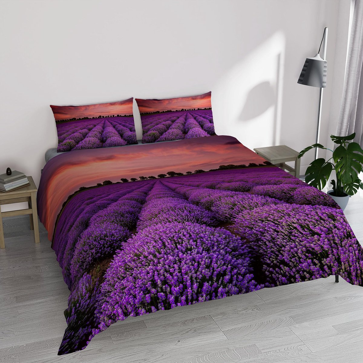 Dekbedovertrek microvezel - lavendel - digitale print - voor een stijlvol bed - ShopVlot
