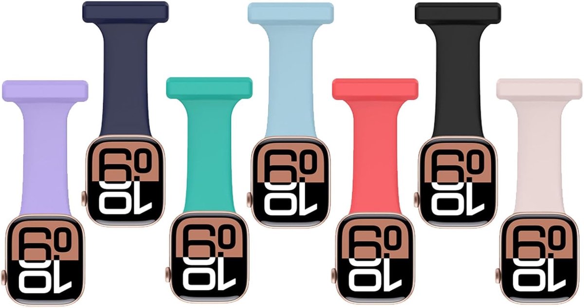 Zusterhorloge Brochebanden - Zacht Silicoon - Vervangband voor Apple Watch 38mm/40mm/41mm/42mm/44mm/45mm/49mm - 7 stuks - ShopVlot