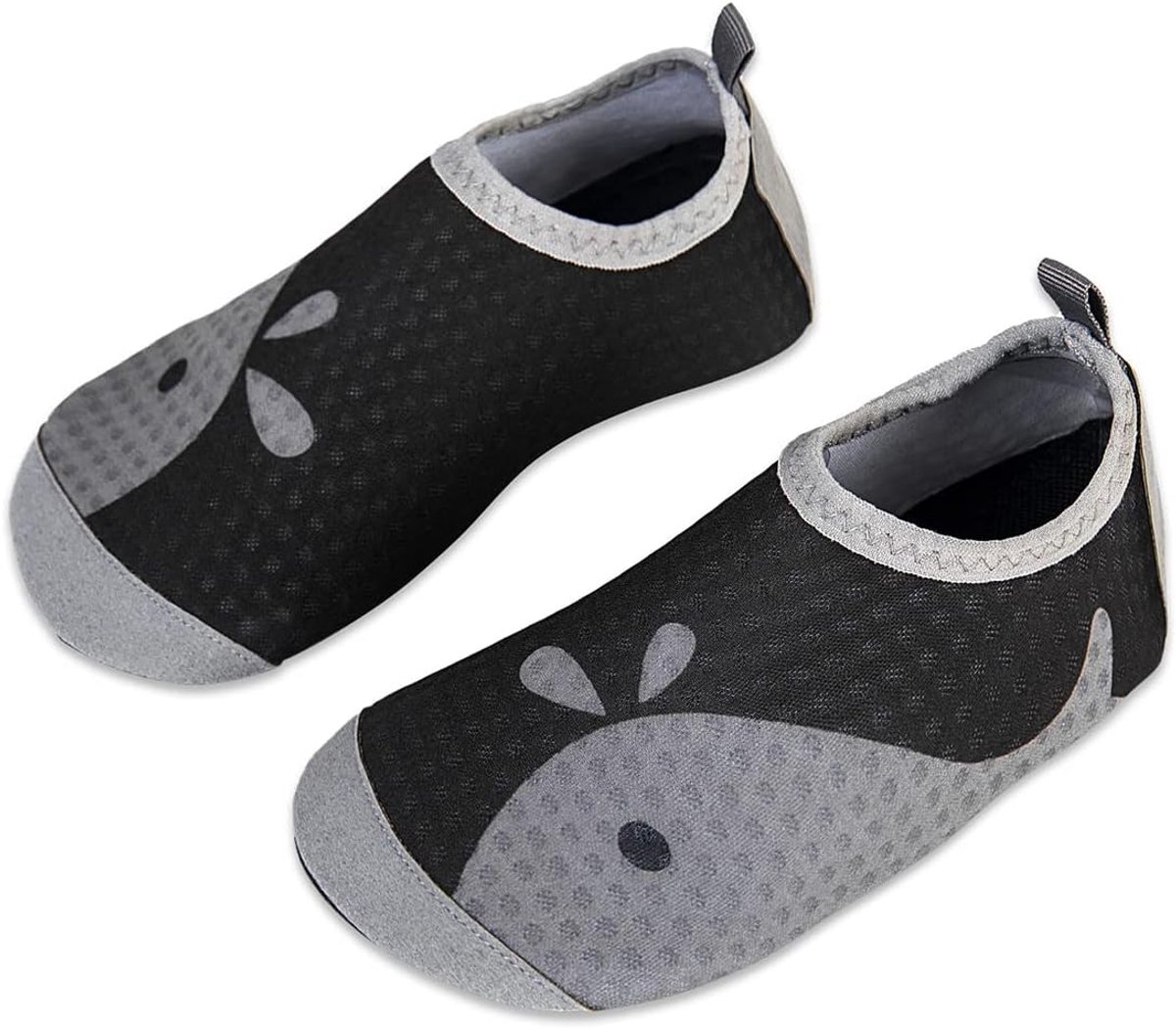 Water schoenen kinderen - kleine walvis zwart grijs - snel drogend - ideaal voor zwembad en strand - ShopVlot