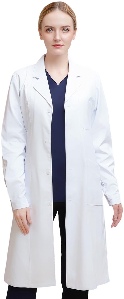 Laboratoriumjas dames en heren - witte doktersjas - lange mouwen - 3 zakken voor bescherming - ShopVlot