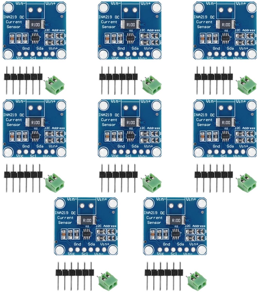 I2C-module INA219 - bidirectionele stroom-/vermogenssensor - 8 stuks - real-time metingen - ShopVlot