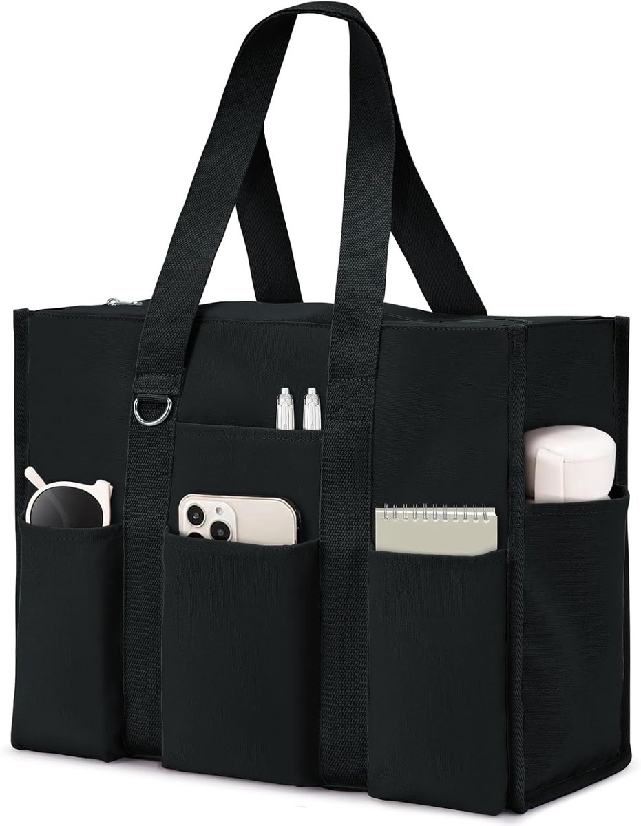 Strandtas Medium - Canvas Zwart - Met Rits - Ideaal voor Strand en Reizen - ShopVlot