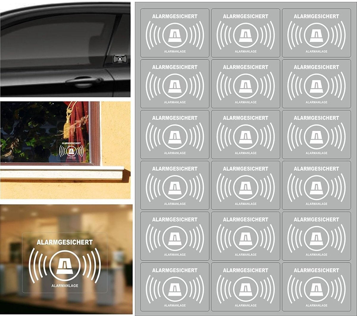 Alarm installatie stickers set van 18 - transparante folie - waterbestendig - eenvoudig te verwijderen - ShopVlot