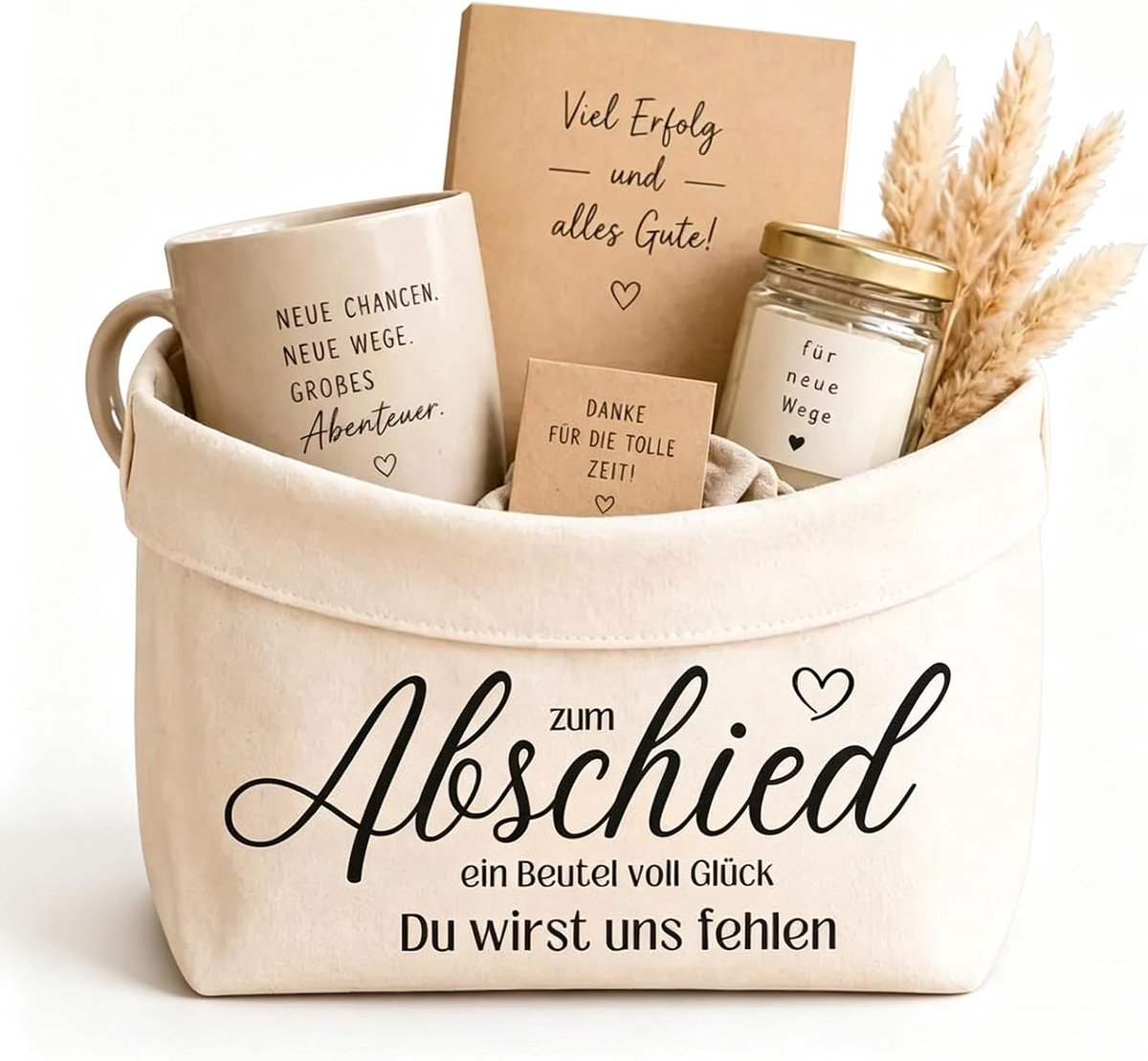 Afscheidscadeau voor collega's - 37 x 25 x 15 cm - stoffen mand - emotioneel aandenken - ShopVlot