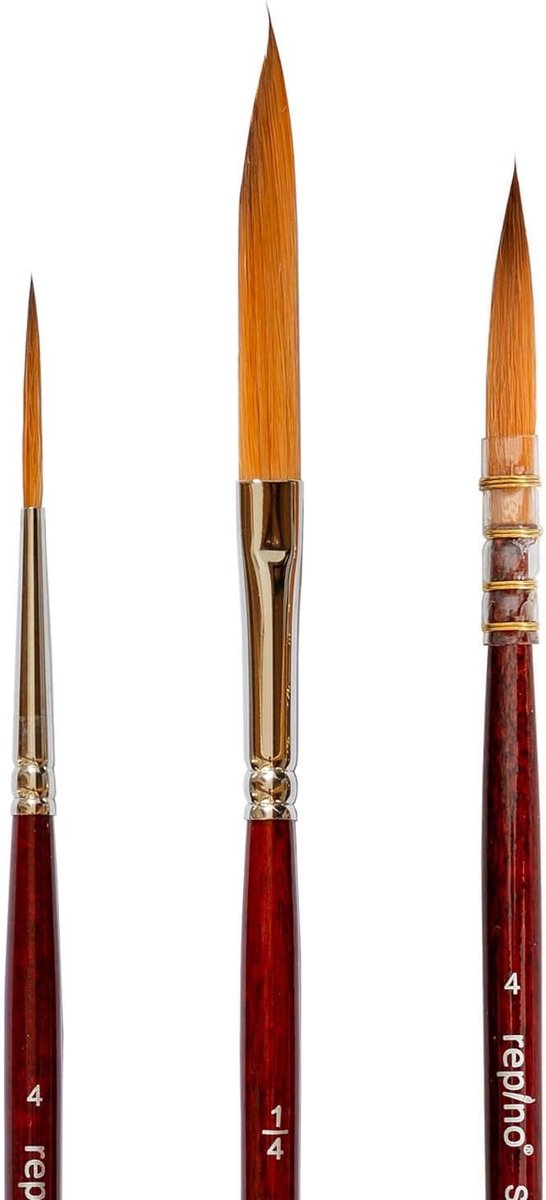 Kwastenset maat 4, 1/4 en 4 - zware drukkwast - Franse aquarelkwast - ideaal voor kunstenaars - ShopVlot