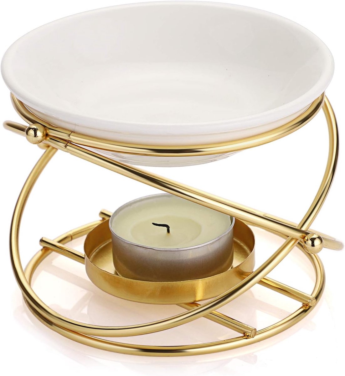 Aroma diffuser waxmelter - keramische schaal - goudkleurig - ontspanning voor elke ruimte - ShopVlot