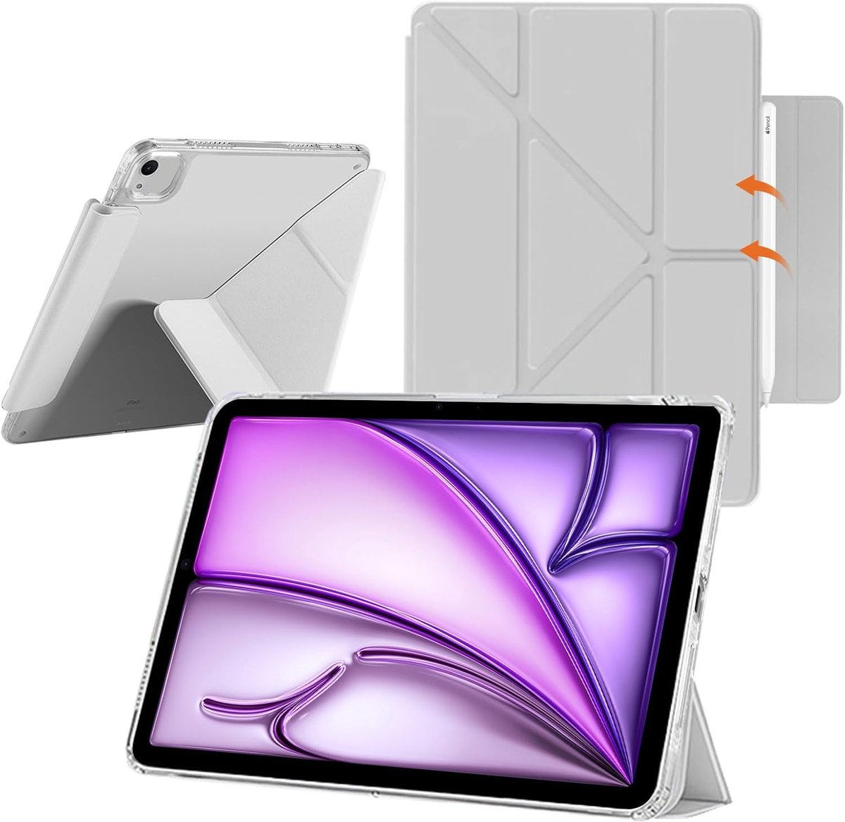 Tablethoes voor iPad Air 13 inch - transparante achterkant - dunne standaard - stootvast en veilig - ShopVlot