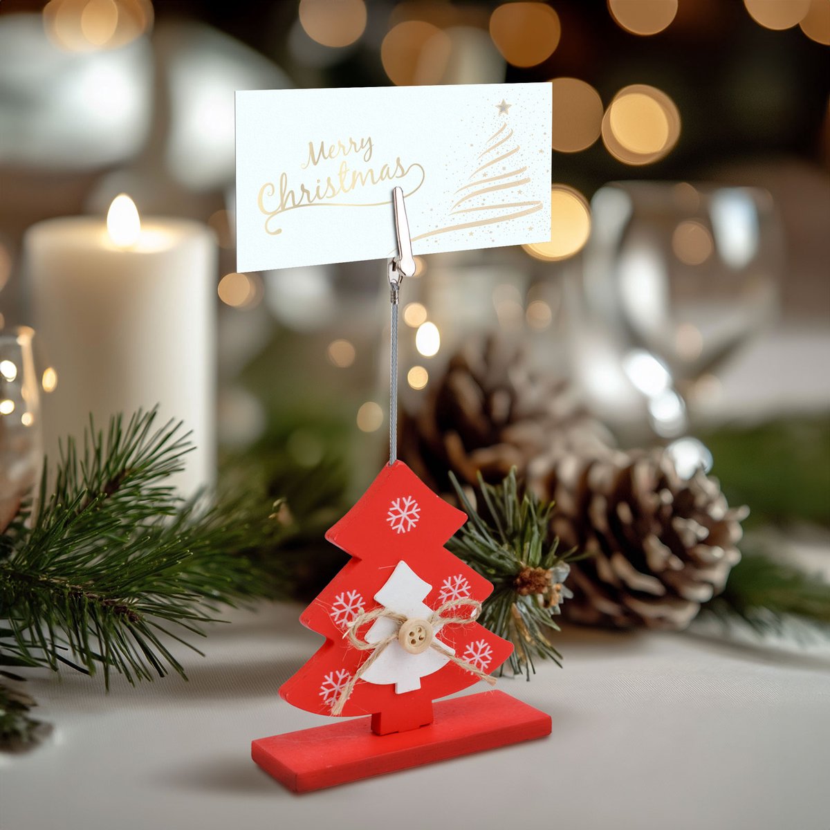 Plaatskaarthouder - met clips - kerstboom - 8,5 x 12 cm 1 Stuks [58952A]