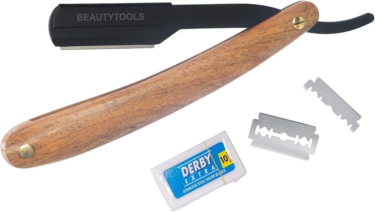 Shavette Set - Black Beast Jatoba Hout - Inclusief 10 Vervangbare Scheermesjes - Duurzaam Gebruik - ShopVlot