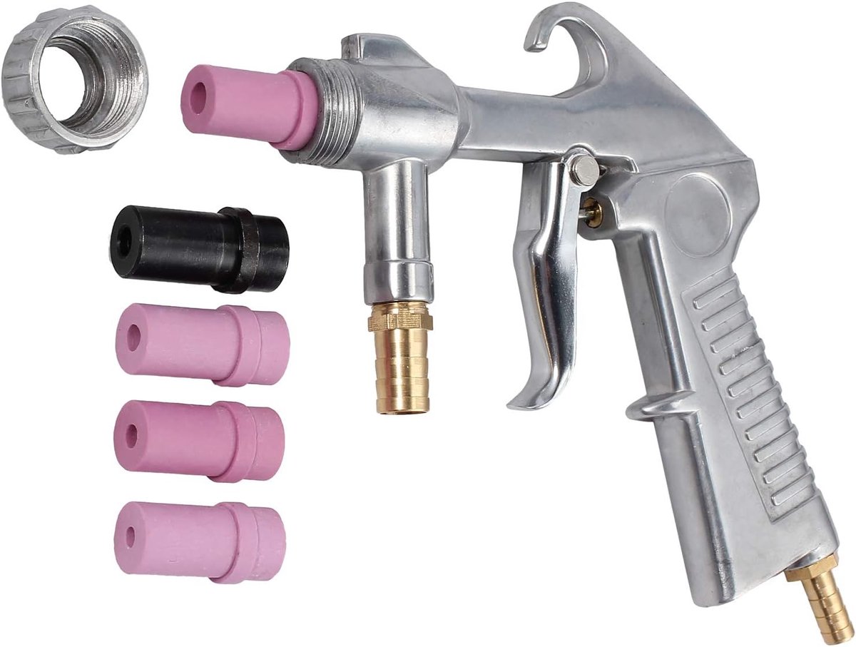 SnelShoppen - Sandstraalset met Perslucht en 4 Keramische Spuitmonden - Professionele en DIY Sandblaster voor Diverse Klussen