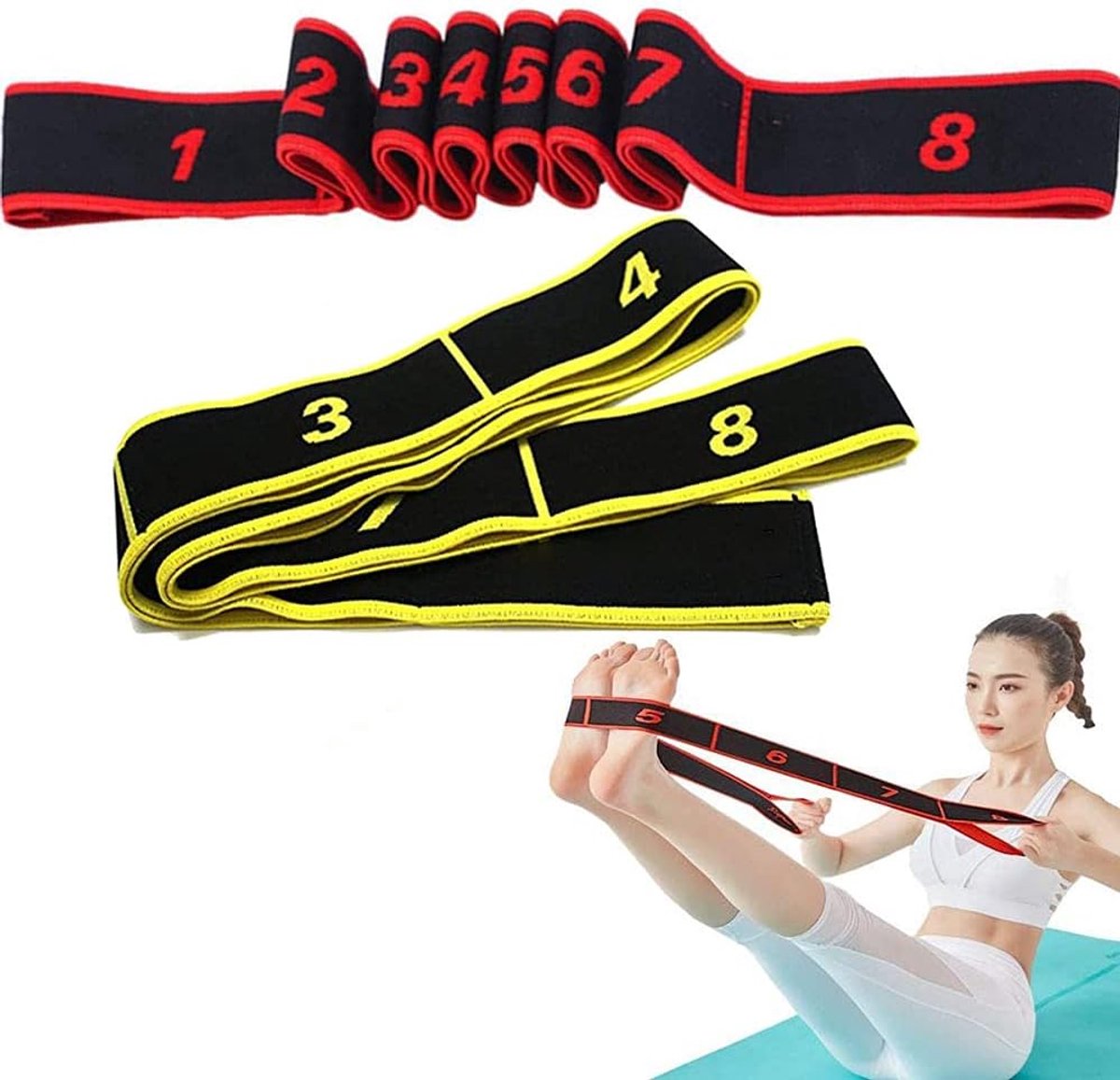 Fitness Stretchbanden 2-pack - Meerdere lussen - Verstelbaar - Ideaal voor dans en gymnastiek - ShopVlot