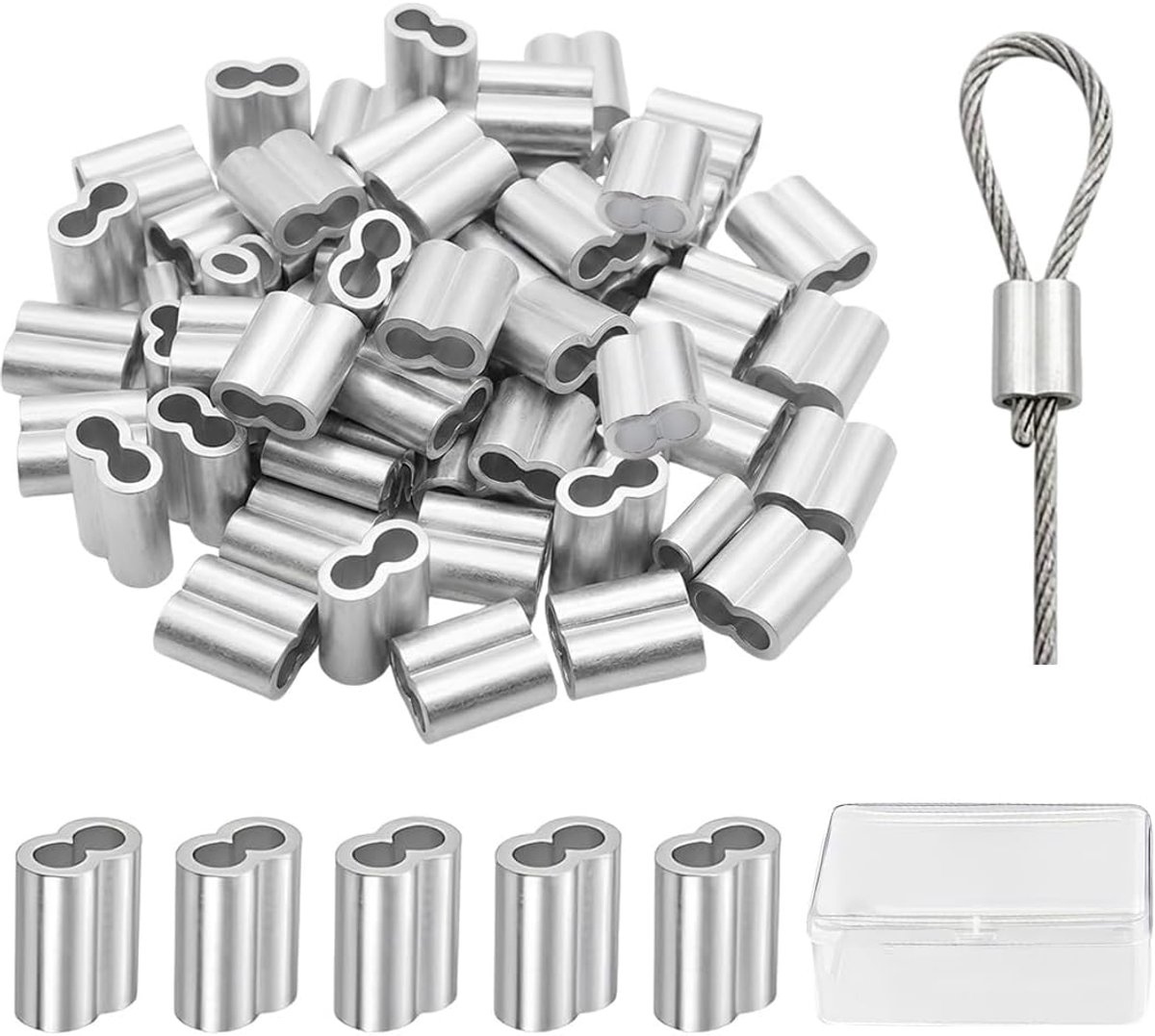 Aluminium hulzen 4 mm - 50 stuks - duurzame clips - ideaal voor het ophangen van foto's - ShopVlot