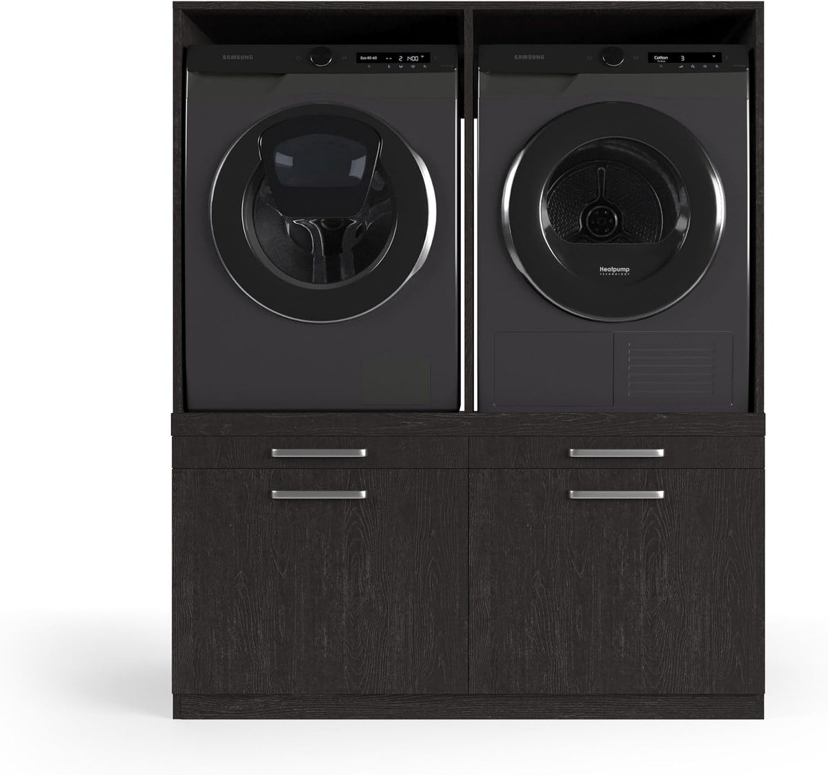 Washer Cabinet Oslo - 700(D)*1330(W)*1580(H) mm - Zwart - Stijlvol en ruimtebesparend ontwerp - ShopVlot