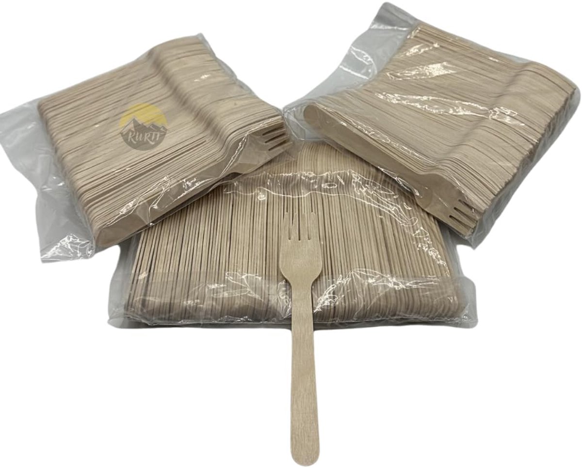 Houten wegwerp vorken 160 mm - 300 stuks - ecologisch en stevig - ideaal voor feesten - ShopVlot