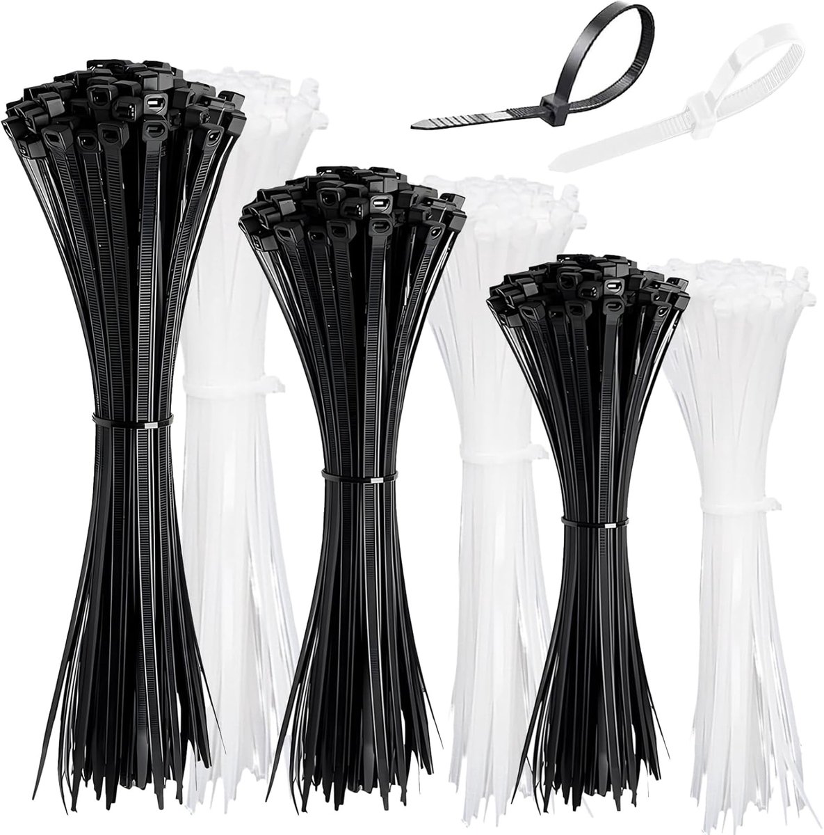 SnelShoppen - 300 Stuks Plastic Kabel Clips, 100/200/300mm Kabelbinders, Nylon Kabels, Duurzaam voor Binnen en Buiten Gebruik, Tuin en Kabelbeheer (Wi