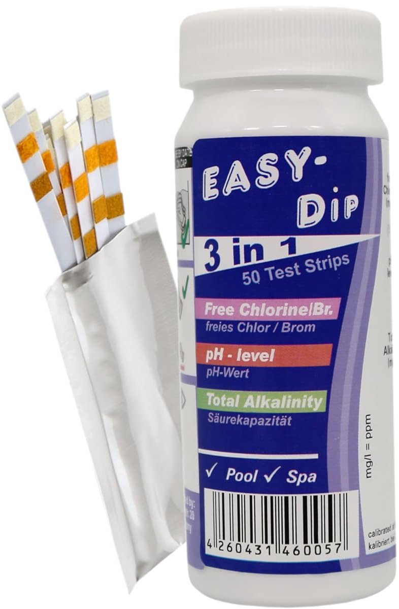 Teststrips 3-in-1 voor zwembad en spa - Precisie chemische tester - Meet vrij chloor/bromine, alkaliteit en pH - ShopVlot