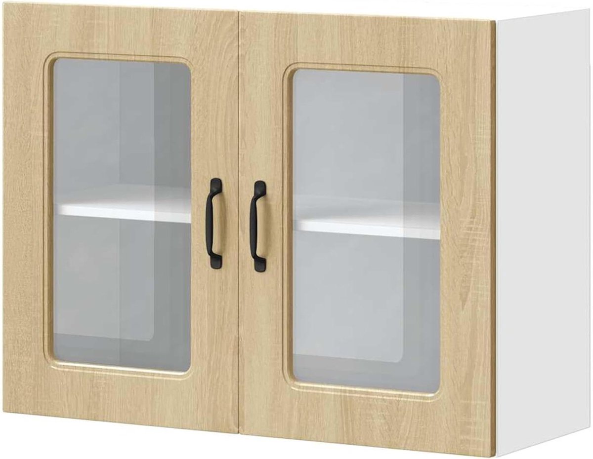 Keukenkast met glazen deur - Wandkast Bovenkast - Keuken Organiseren - Sonoma Eiken Look