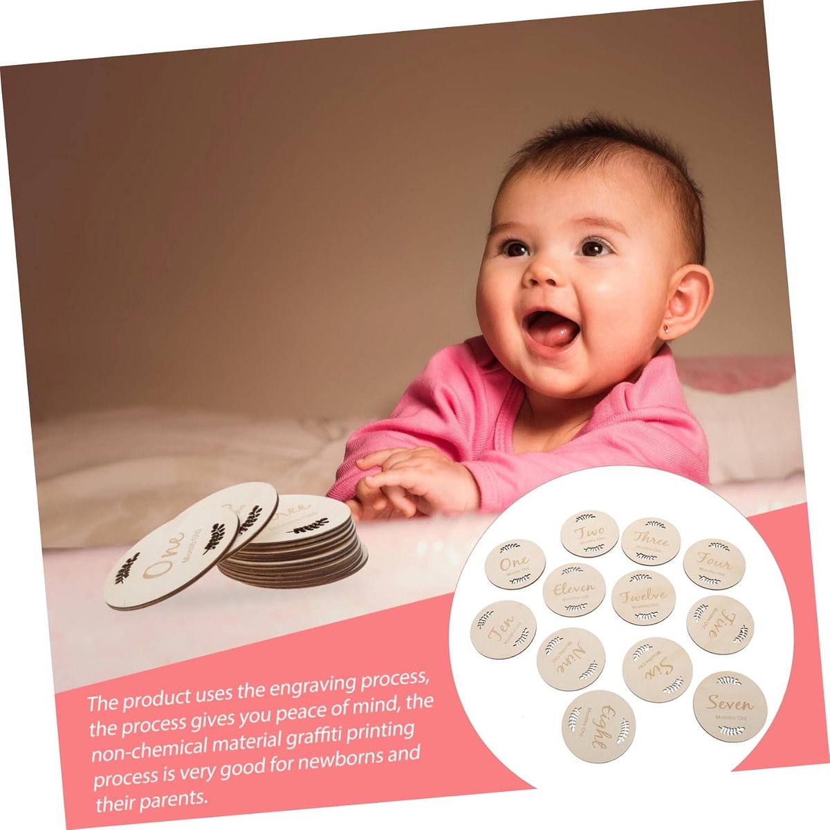 Houten Mijlpaalkaarten - Babykaarten Herinnering - Babyfoto's Maken - Natuurlijke Houtnerf - 9.7x0.3cm - Niet gespecificeerd