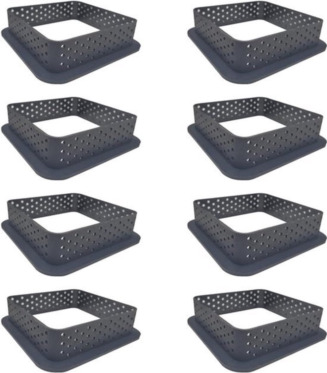 Bakken Mal Vierkante Mousse Mal Silicoon Vierkante Mousse Taart Quiche Vierkant - Set van 8 voor DIY Taart Liefhebbers (Zwart)