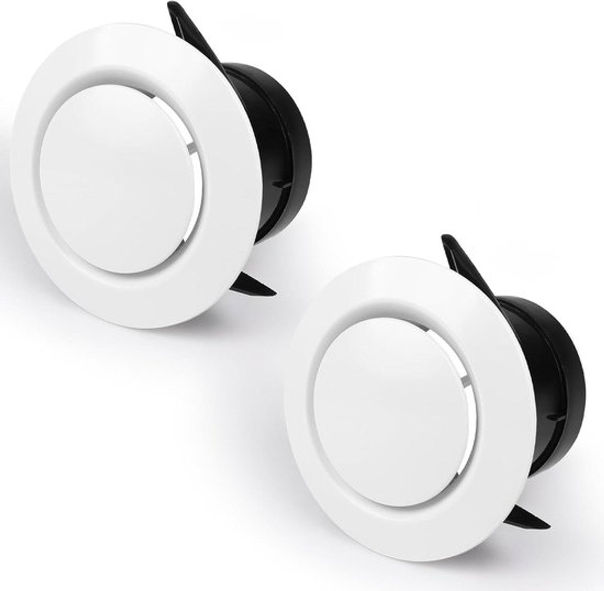 Wit schijfventiel 75 mm voor afvoerlucht - verstelbaar - plafond/muur - ventilatieafdekking 2 stuks