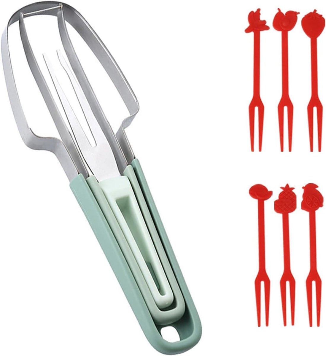 3-in-1 fruitsnijder - roestvrij staal - ergonomische handgreep - ideaal voor watermeloenen - ShopVlot