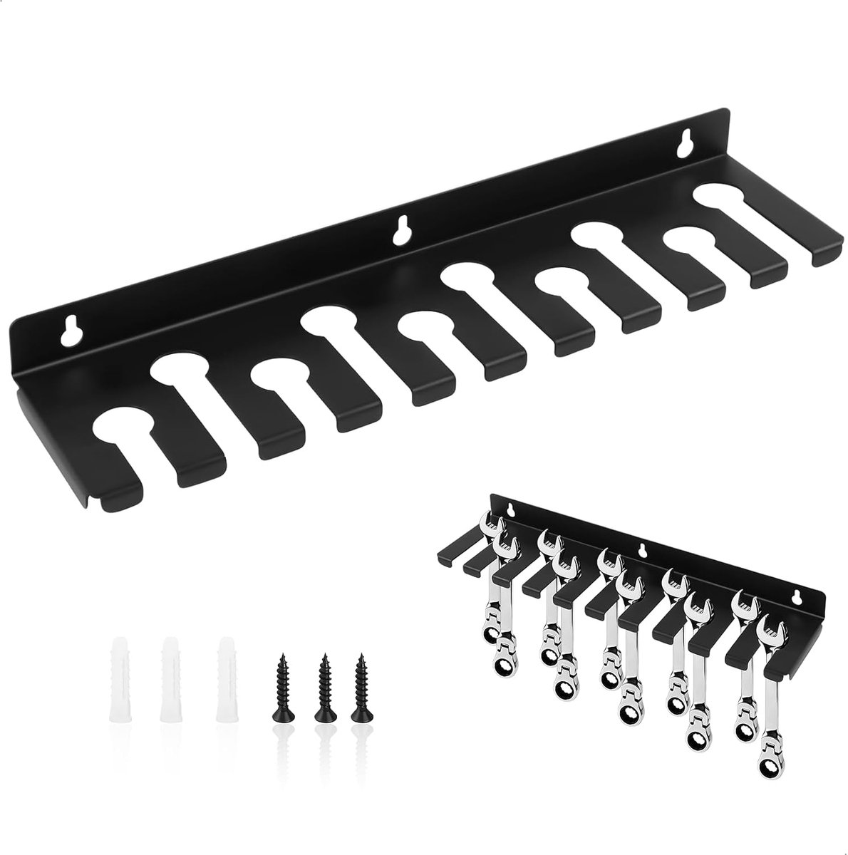 Toolwand 35cm - staal - zwart - ruimtebesparend voor gereedschap - ShopVlot