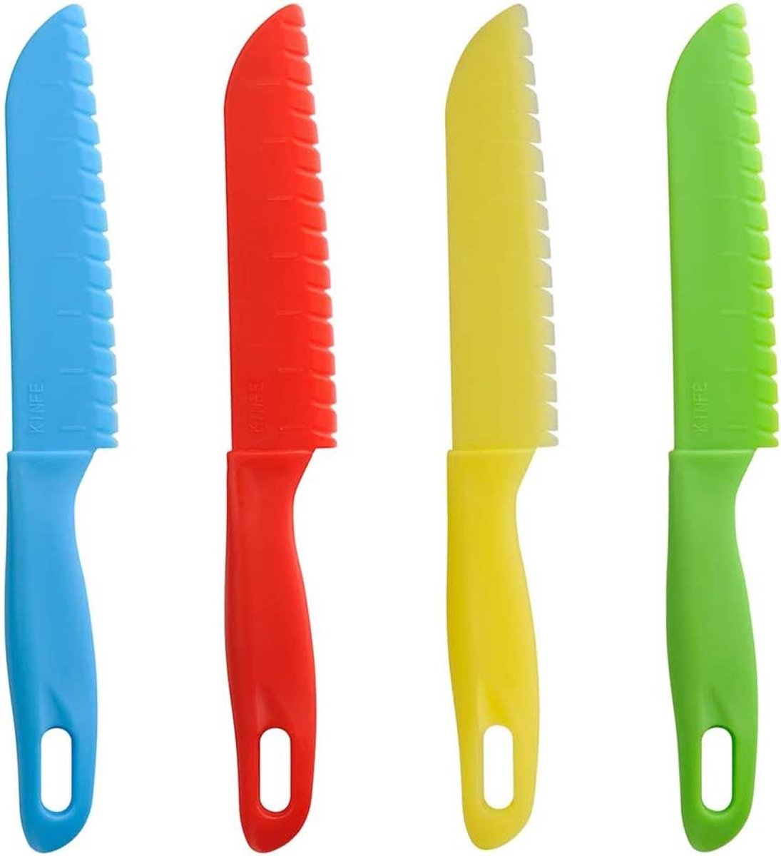 Plastic keukenmes set 4 stuks - nylon - kindveilig - ideaal voor veilig snijden - ShopVlot