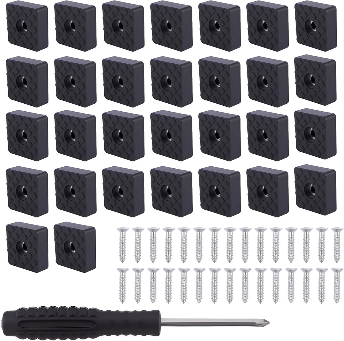 Vierkante rubber voeten 30x30mm - schroefbare rubberen buffer - antislip meubelvoeten - voorkomt beweging en krassen - ShopVlot