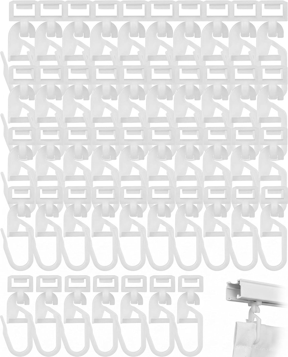 Gordijnhaken 50 stuks - witte stil, gladde glijders - verouderingsbestendig - praktische oplossing voor gordijnen - ShopVlot