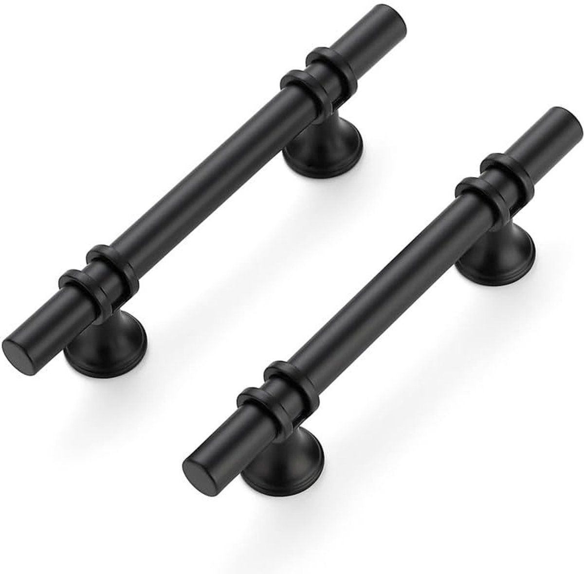 5 stuks zwarte meubelgrepen, 89 mm scharnierafstand, schuifladegrepen met ronde voet, schuifladegrepen voor keukenkastjes, deurgrepen voor keukenkastjes, meubelgrepen met ronde voet