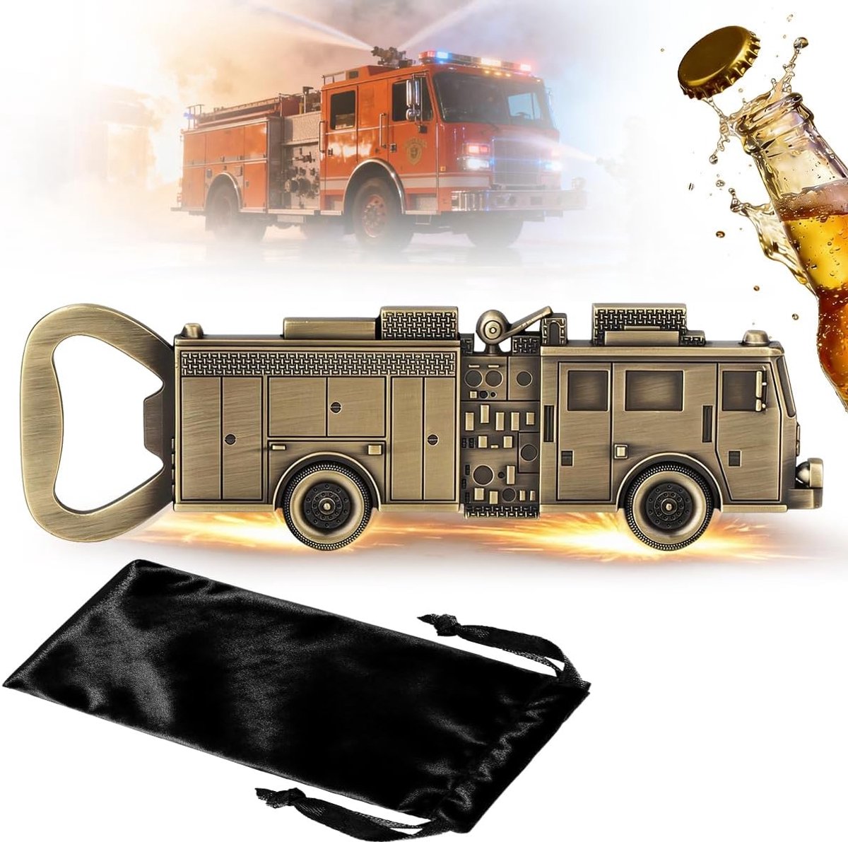 Flesopener, brandweerauto, perfect brandweercadeau, biercadeau voor brandweermannen, kerstcadeaus, vaderdagcadeau, verjaardagscadeau voor brandweermannen