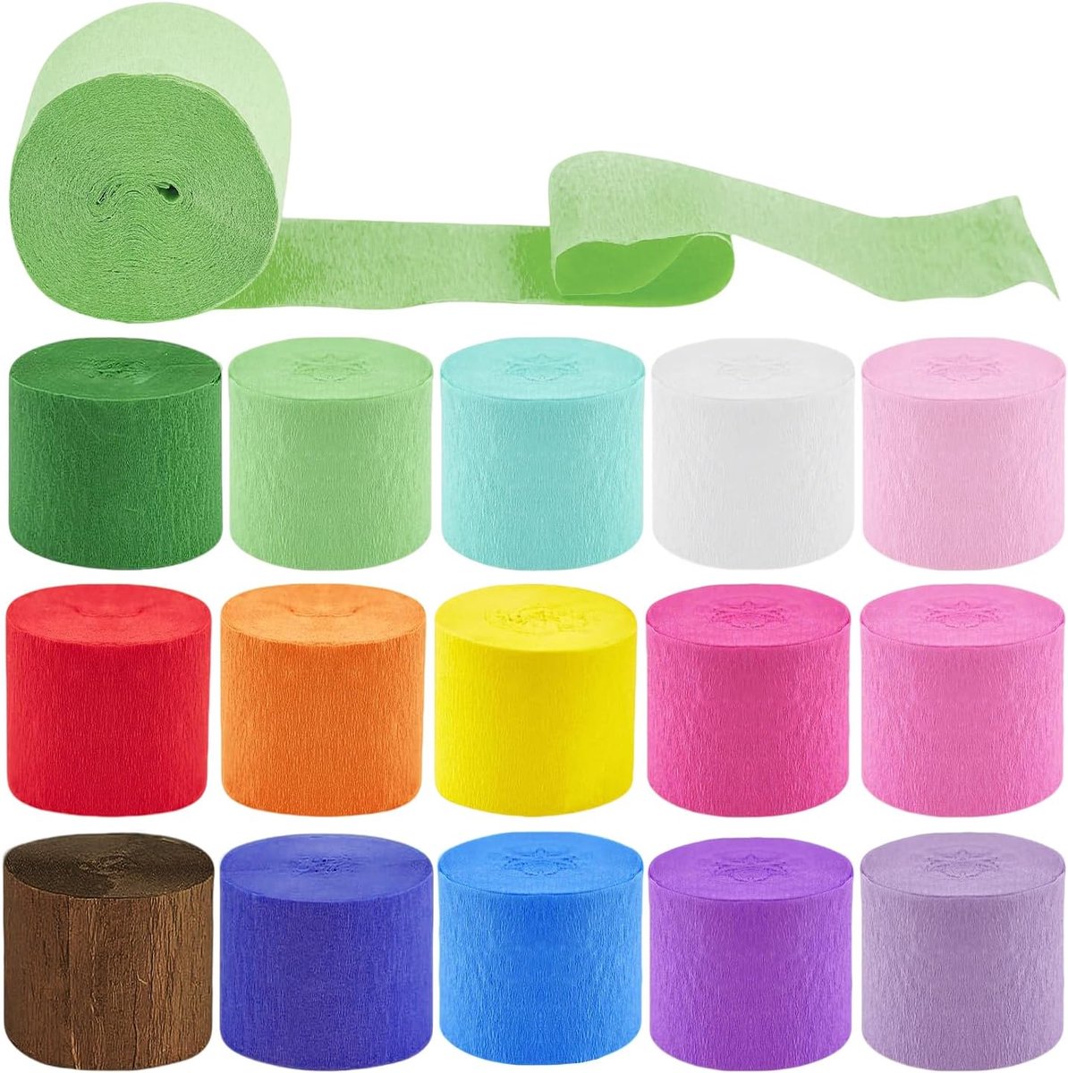 Crêpepapier, 4,5 cm x 25 m, decoratieve slingers voor feestjes, heldere kleuren, geschikt voor verjaardagen, feesten, Kerstmis, Halloween, 1 mei, bruiloften en