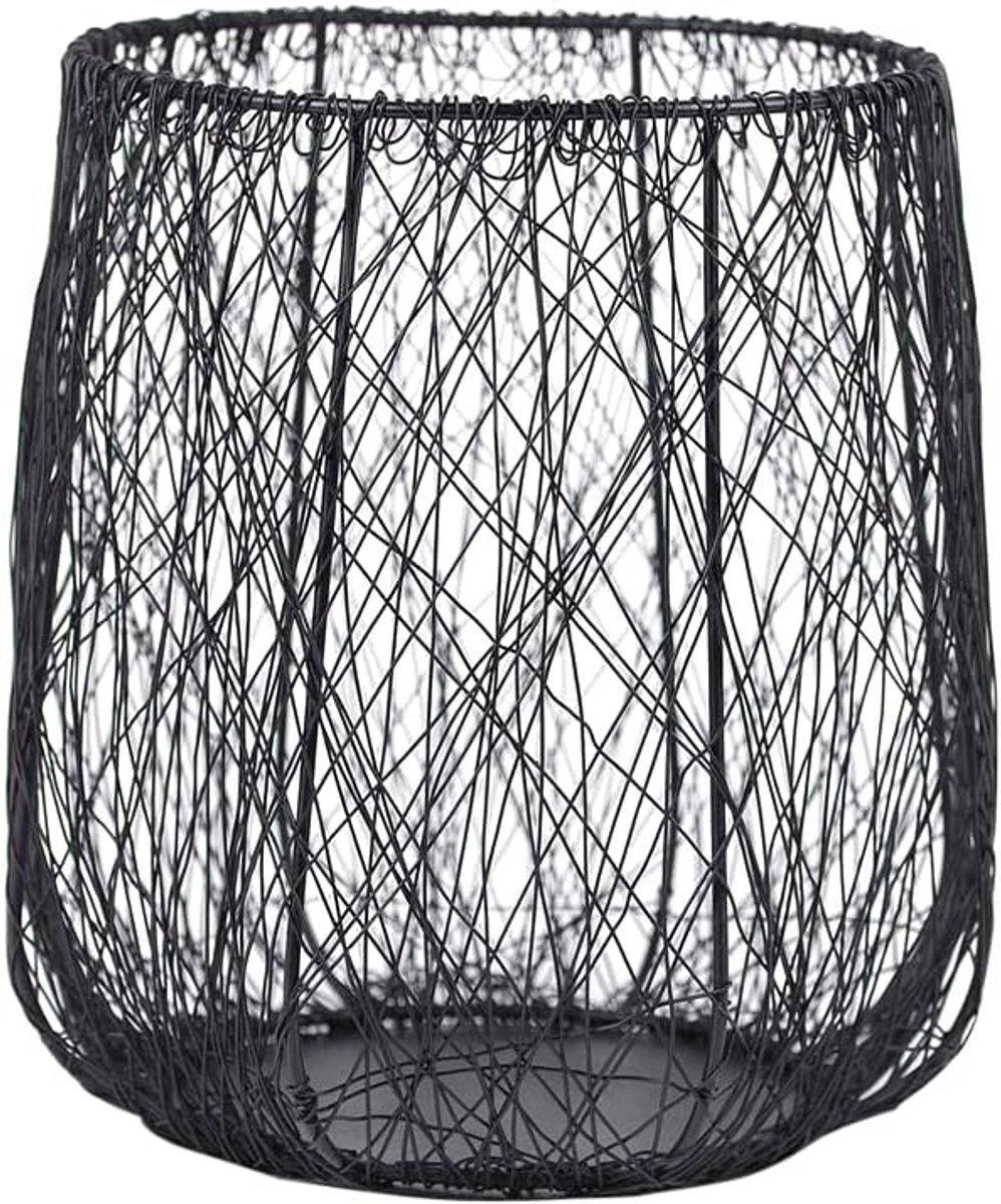Windlicht 31cm - Metaal Zwart-Goud - Sfeervolle Verlichting - Perfect voor Binnen en Buiten - SnelShoppen