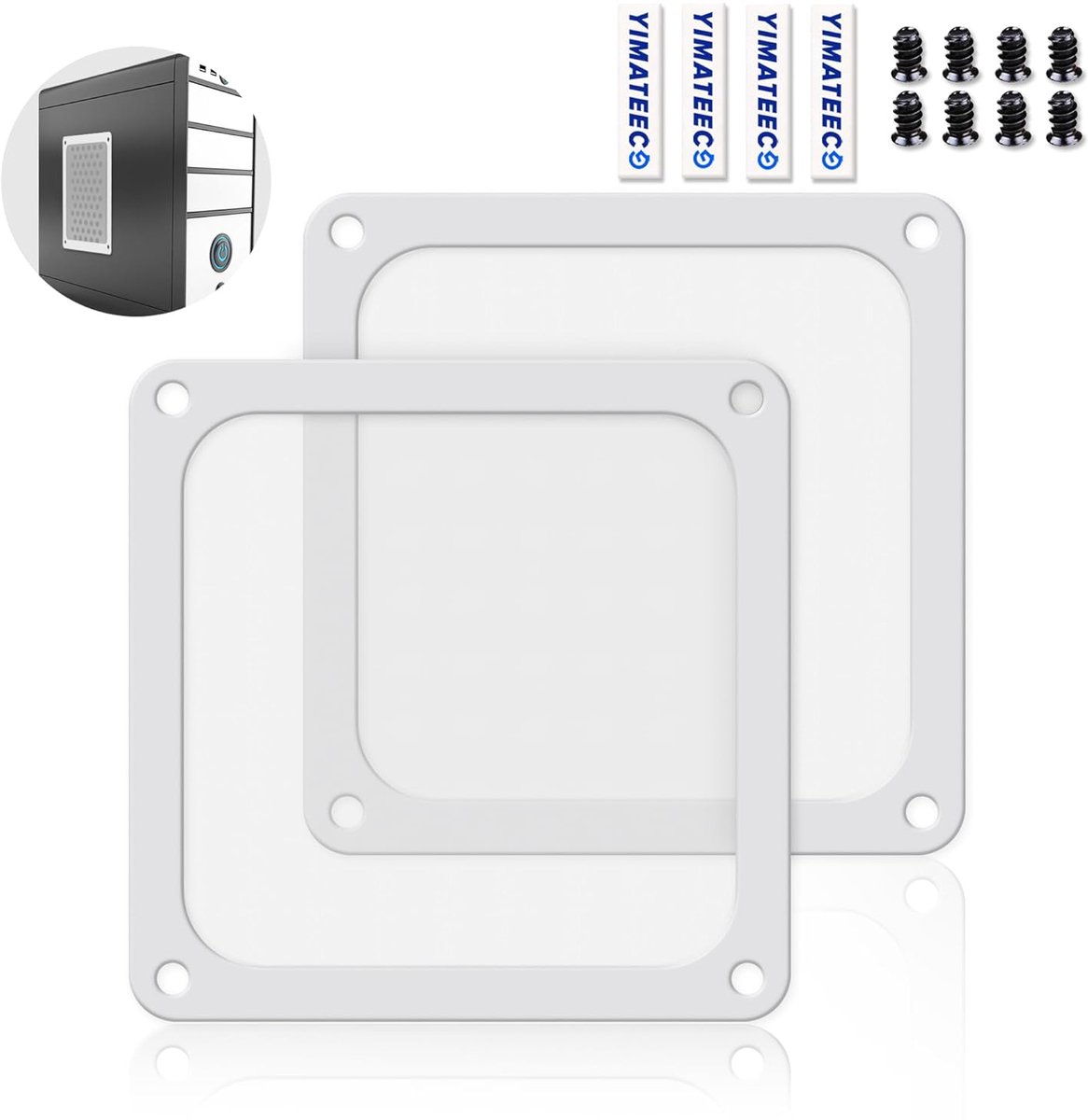 140mm PC Stoffilter, Magnetisch Frame Stofdichte Stofgaasfilter Nylon 80 Mesh-filter, PC Ventilatorfilter Filtergrills Voor Computerkoelventilator (Nylon, 140 x 140mm, 2 Stuks, Wit)